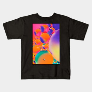 Colorful close up of oil drops in water Kids T-Shirt